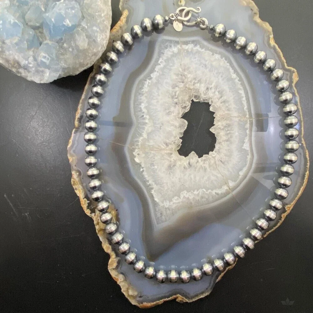 Sterling Silver Navajo Pearl Necklace Length 18